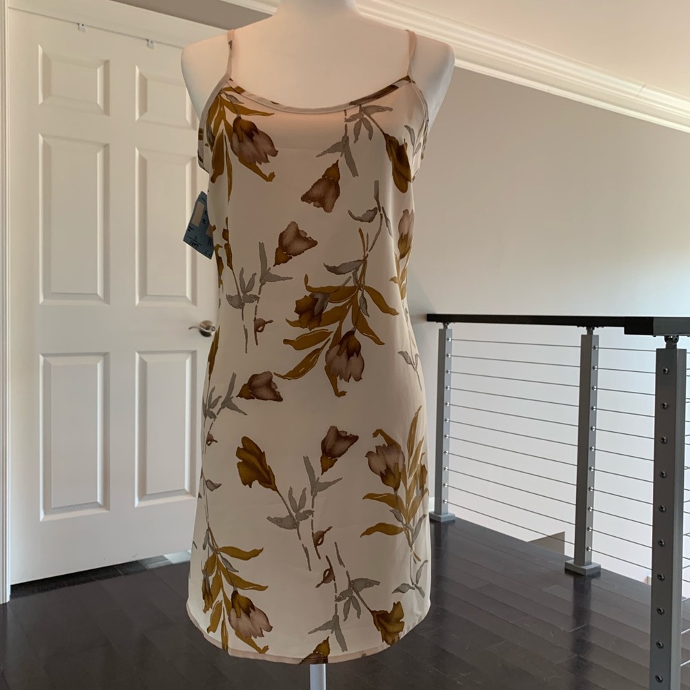 Sense USA Ivory and Tan spaghetti strap Slip Dress - Picture 4 of 8